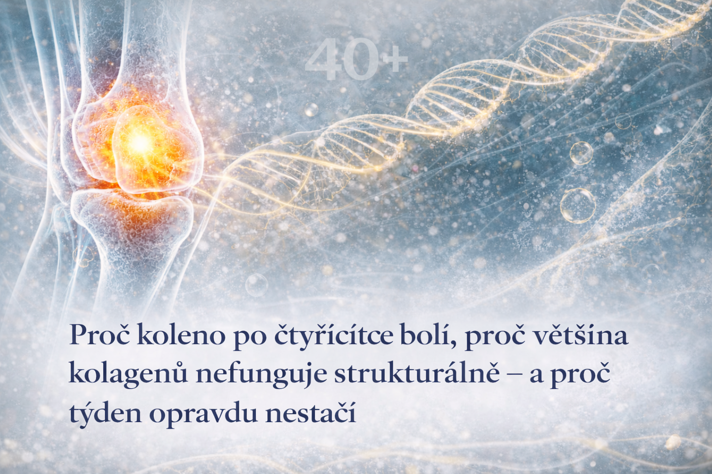 Proč koleno po čtyřicítce bolí, proč většina kolagenů nefunguje strukturálně – a proč týden opravdu nestačí